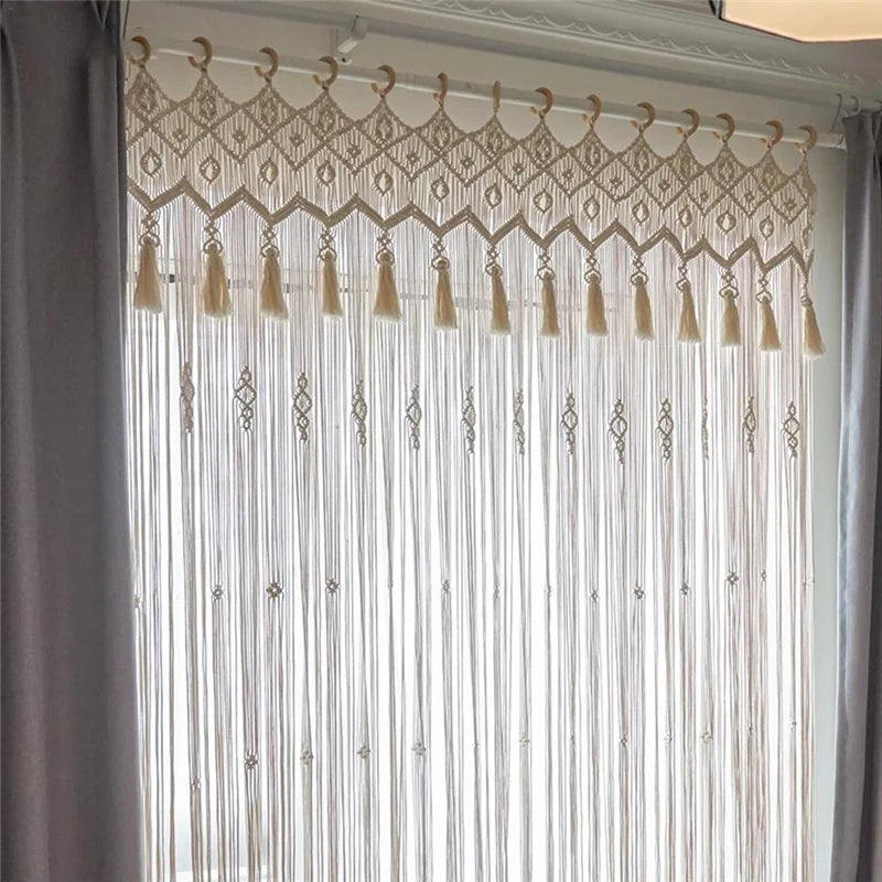 Hand-woven Macrame Cotton Tapestry Curtain, Wall Hanging Art Tapestry, Boho Decoration, Bohemian Wedding Backdrop Tapestry