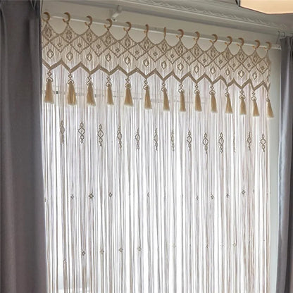 Hand-woven Macrame Cotton Tapestry Curtain, Wall Hanging Art Tapestry, Boho Decoration, Bohemian Wedding Backdrop Tapestry