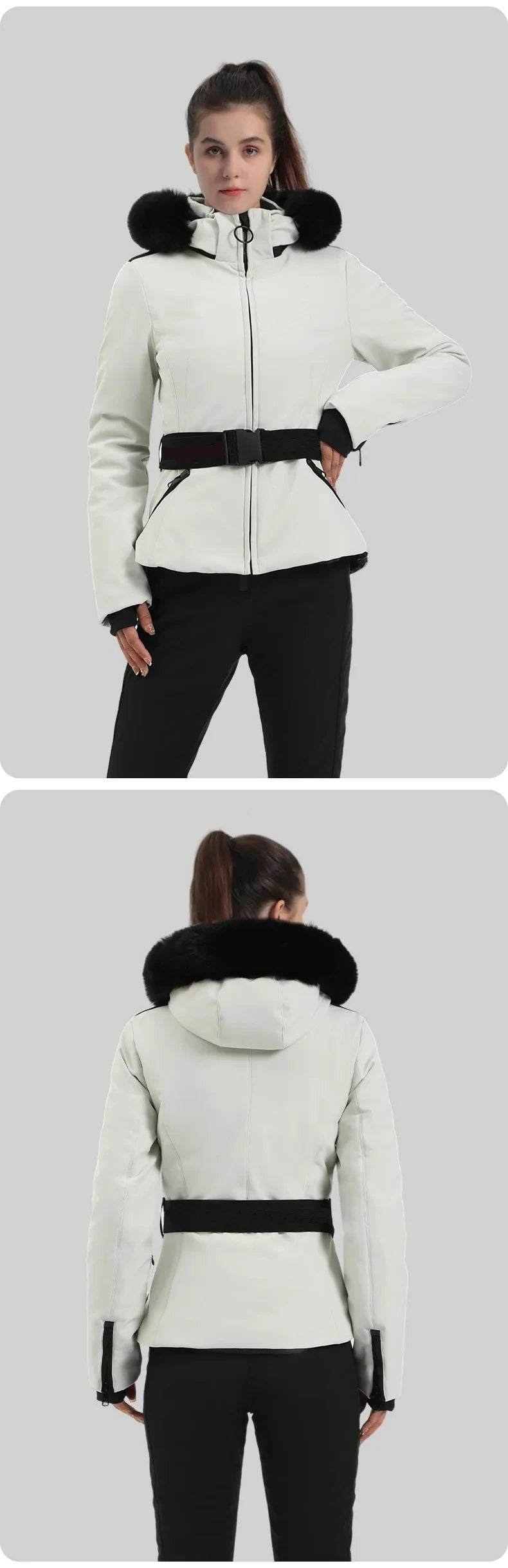 Warm Windproof Hooded Ski Jacket in 8 colors, including Black and White Houndstooth. Ski Pants Sold Separately