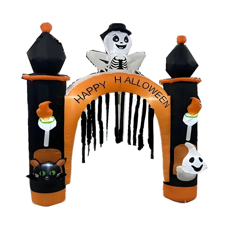 Halloween Inflatable Archway Built-in LED Light Pumpkin Prop Outdoor Decoration