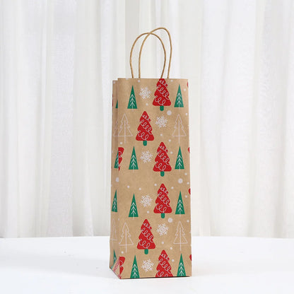 Christmas Wine Bottle Kraft Gift Bags, 4-Pack