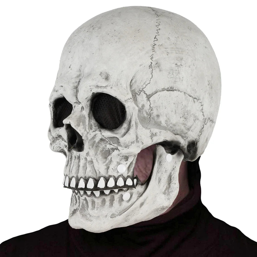 Creepy Halloween Full Head Latex Helmet with Moveable Jaw Skull Mask with Movable Jaw