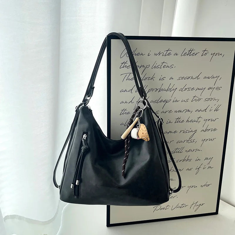 Multifunctional Crossbody Tote Bag Feaux Leather in Black or Brown
