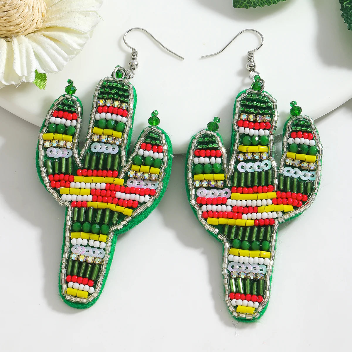 Fun Bohemian Handmade Beaded Coconut Trees and Cactus