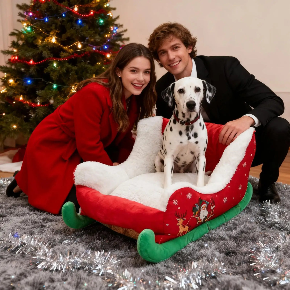 Washable Dog Christmas Sled Anti-slip bottom for Small, Medium, Cats, Dogs, Christmas Decor