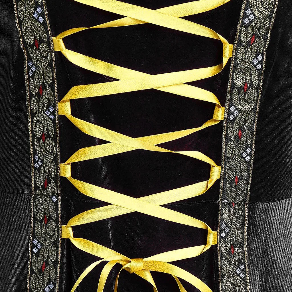 Halloween Long Sleeve Medieval Witch Victorian Gothic Bandage Dress