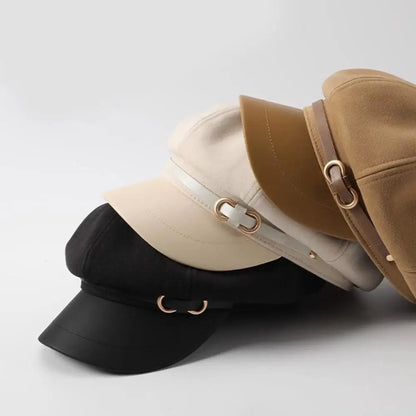 Retro British Style Beret, Versatile Octagonal Newsboy Cap for Big Head Circumference