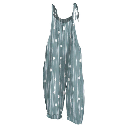 Sunflower Pattern Jumpsuits Casual Loose, Shoulder string ties; Variety of patterns