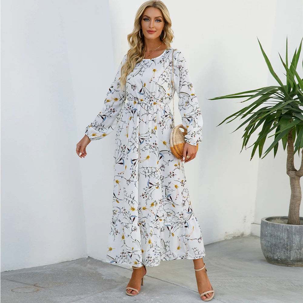 Bohemian Casual Full Sleeve High Waisted Maxi Dress. 20 different designs. S,M, L, XL