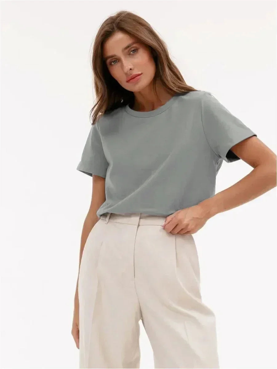 Sizes to 4XL 100% Cotton Women's T-shirt  Basic Short Sleeve Loose Tops Various colors