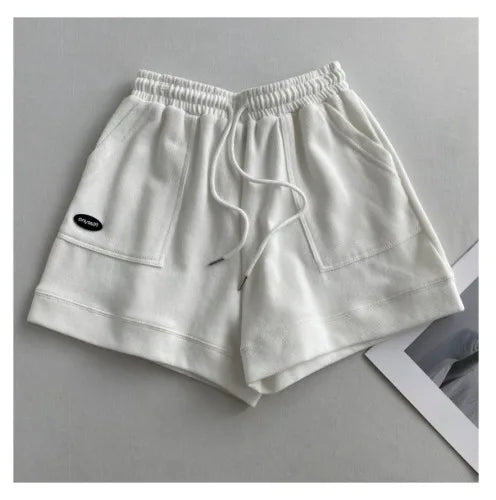 Women's comfortable loose wide-legged Elastic and drawstring Slim fit casual versatile sports shorts
