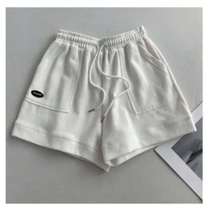Women's comfortable loose wide-legged Elastic and drawstring Slim fit casual versatile sports shorts