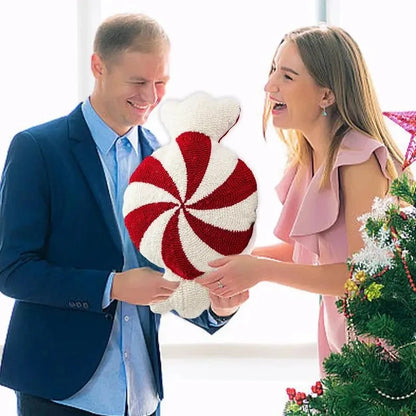 Christmas Candy Cane or Peppermint Shaped Soft Throw Pillows