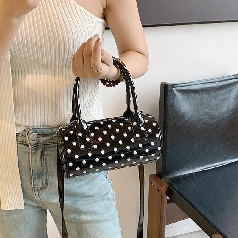 Cute Small Polka Dot Handbag Boston Lacquer Short straps or long cross body strap