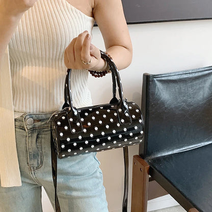 Cute Small Polka Dot Handbag Boston Lacquer Short straps or long cross body strap