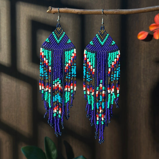 Colorful Bohemian Native American Inspired Dangle Earrings