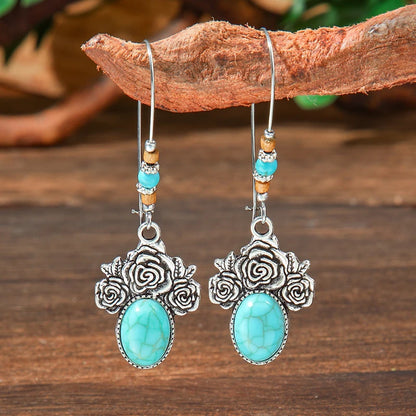 Vintage Tibetan Silver Geometric Turquoise Drop Dangle Earrings. 34 Variations