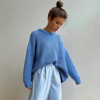 Chunky Knit Oversized Sweater Crew Neck Long Sleeve Loose Casual  Pullover. Comes in 6 colors