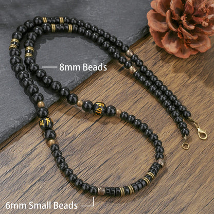Retro Boho African Stone Necklace Hippie Long Beaded Necklace Tribal Jewelry