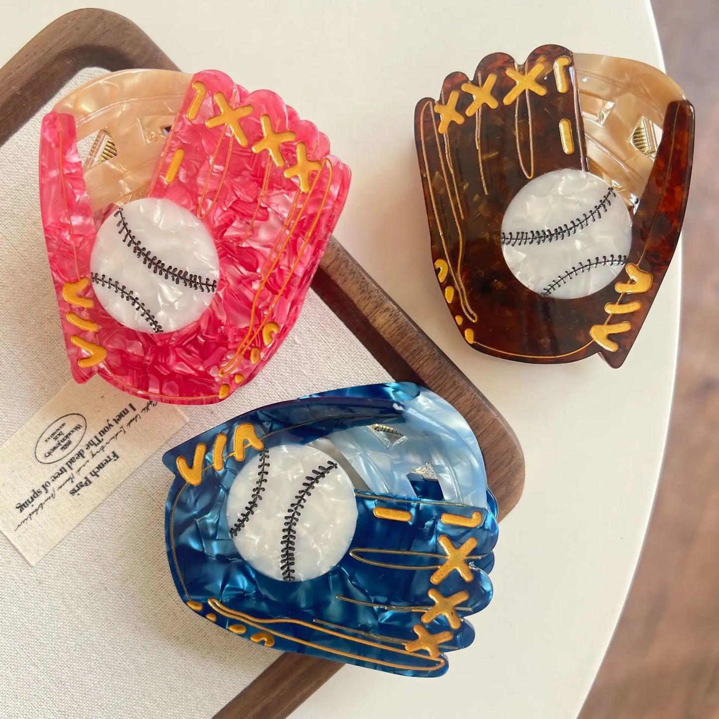 1pc American style baseball hair clip, fun baseball glove grip clip,