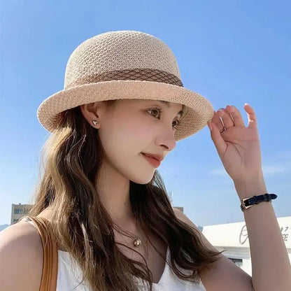 Knitted Breathable Fisherman Hat with flower