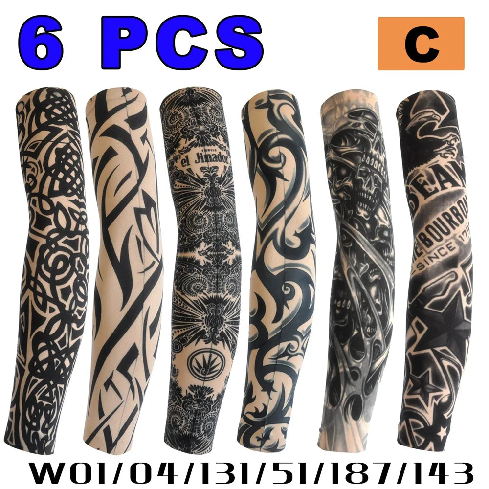 6 PCS Tattoo Sleeve for Men or Women Anti-Sunburn Sleeve Elastic Outdoor