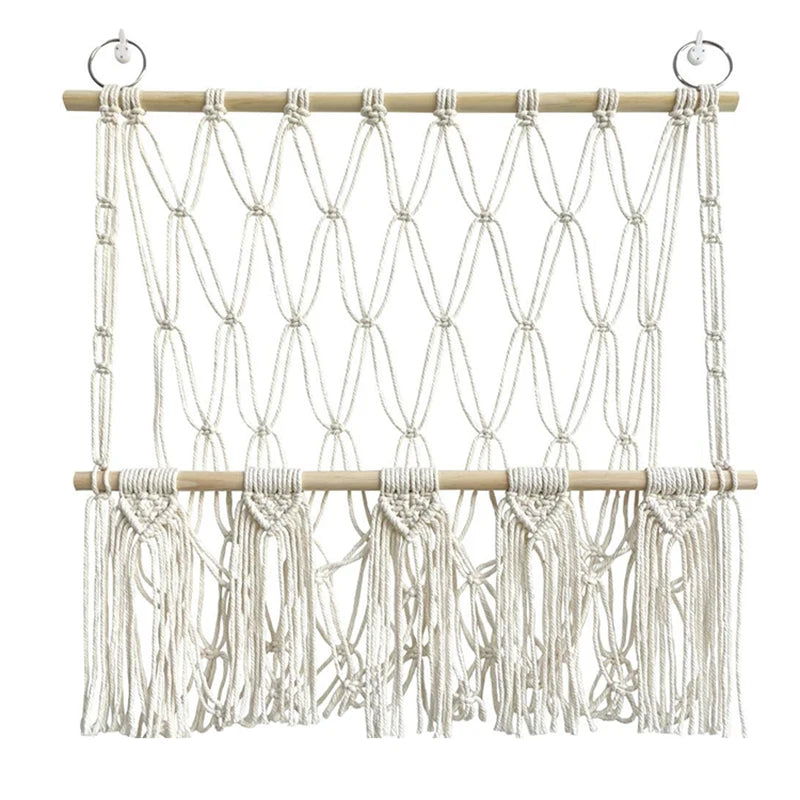 Boho Hand-woven Storage Hammock Rack Ideal for Children's Room Plush Toy Storage Display Shelf Home Decor Organizer Mesh Wall Art Tapestry