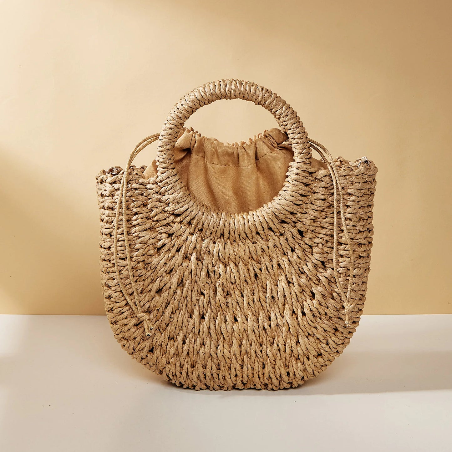 Handwoven Straw Rattan Half-Moon Beach Handbag or Crossbody Shoulder Bag. 4 other colors