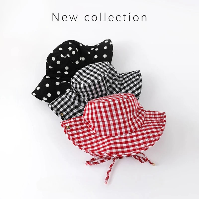 Black Polka Dot Bucket Hats With Big Brim  Also in Black and White checkered