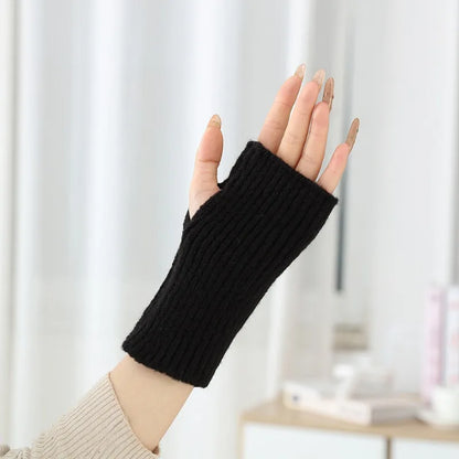 3 Ways to Wear Removable Suede Knit Gloves, Warm Touch Screen Fashion, Elegant Elasticity, Softly Thickened