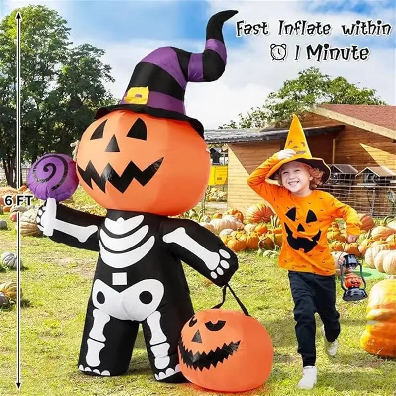 Halloween Inflatable Archway Built-in LED Light Pumpkin Prop Outdoor Decoration