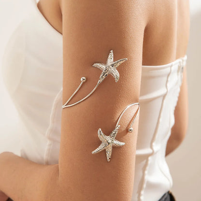 Bohemian Metal Starfish Open Arm Bracelet String Leaf Wave Flower  (7 other designs)