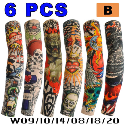 6 PCS Tattoo Sleeve for Men or Women Anti-Sunburn Sleeve Elastic Outdoor