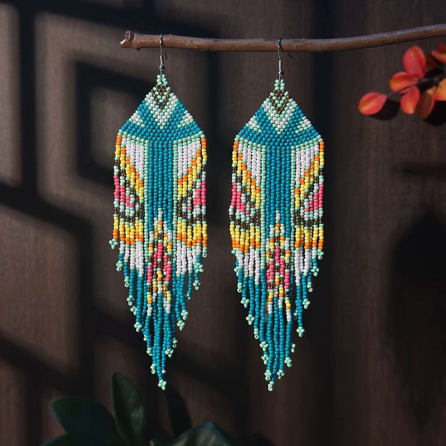 Colorful Bohemian Native American Inspired Dangle Earrings