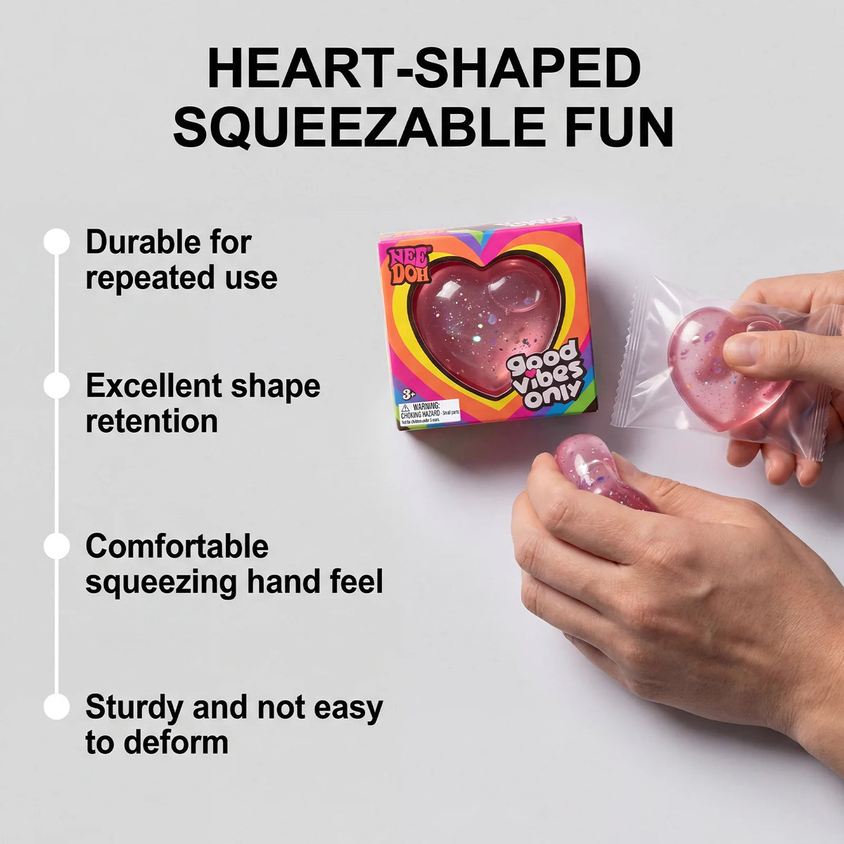 Heart-Shaped Squishy Toy, Soft and Comfortable to the Touch, Quick to Bounce Back, Cute and Compact, Portable Palm-Sized Toy. Size: 6.5Cm*6Cm
