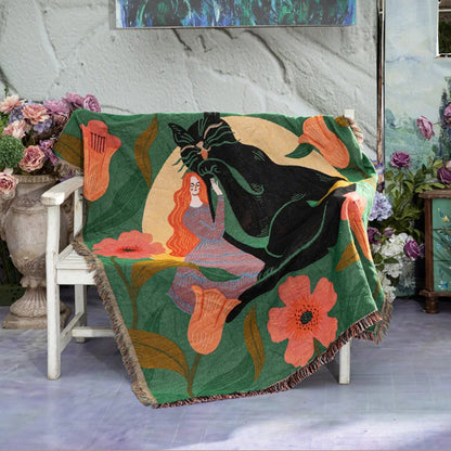 Boho Floral Tapestry, Nordic Plaid Blankets with Fringe. Comes in 10 designs