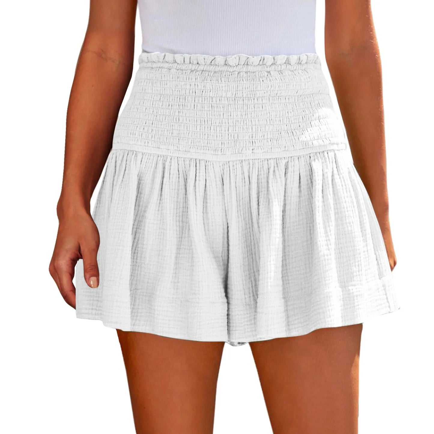 Sizes to 2XL, Elastic Waist Casual, Soft, Solid Colors, Breathable, Very Wide Leg Shorts