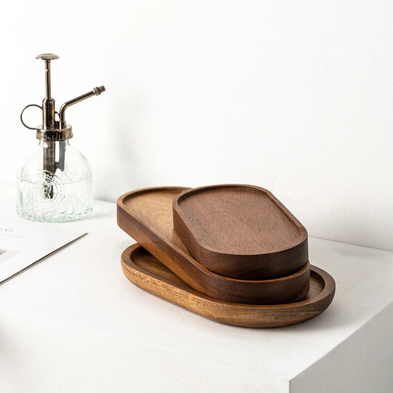 Solid Wood Food Tray Round Rectangle, Snack, Fruit,  Bread Board