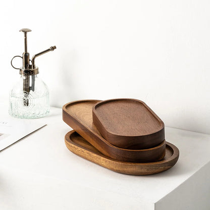 Solid Wood Food Tray Round Rectangle, Snack, Fruit,  Bread Board