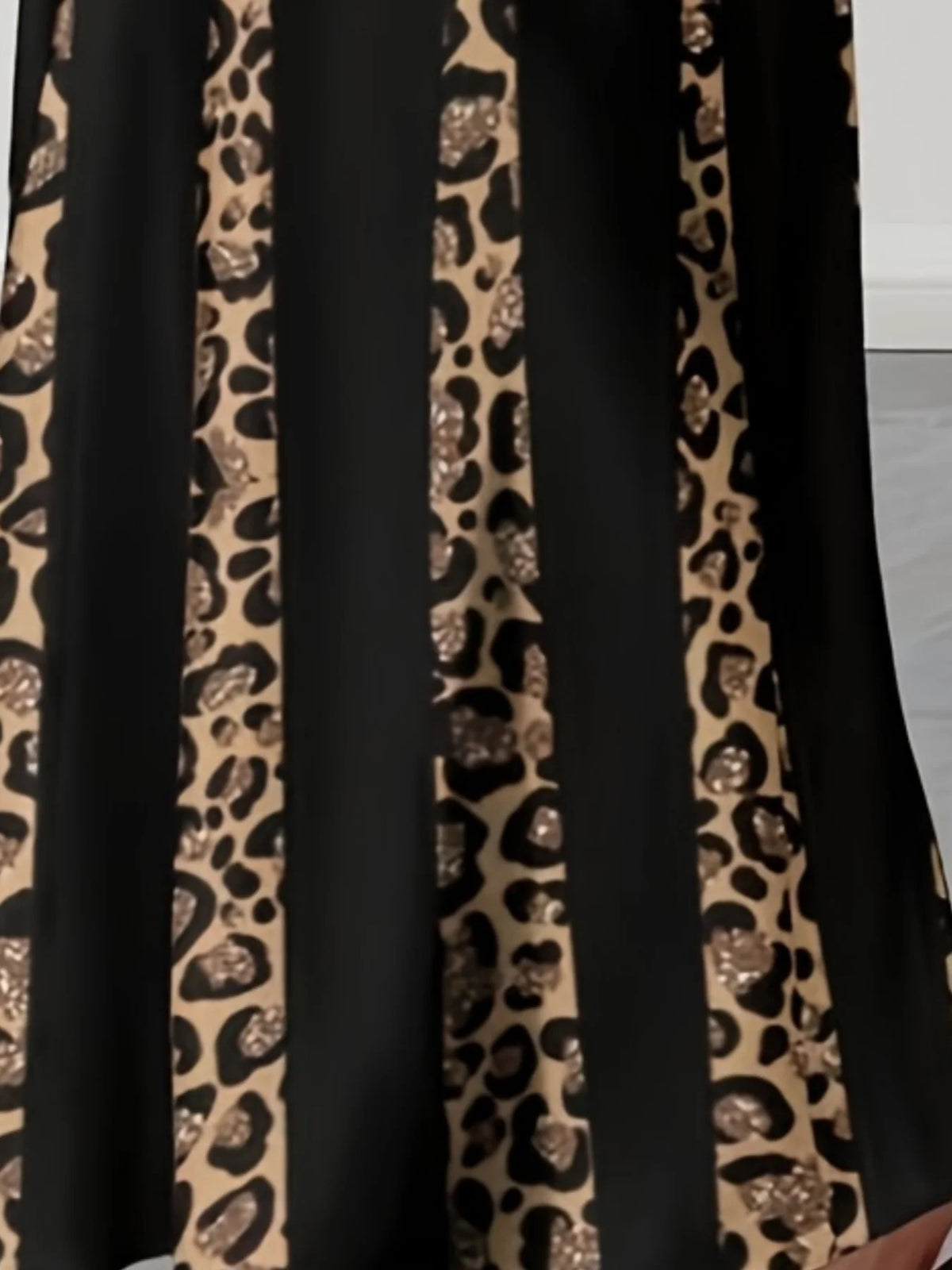 Sizes to 5XL in 3 colors, Elegant Leopard Print Maxi Dress, 3/4 Sleeve, Comfortable & Stylish
