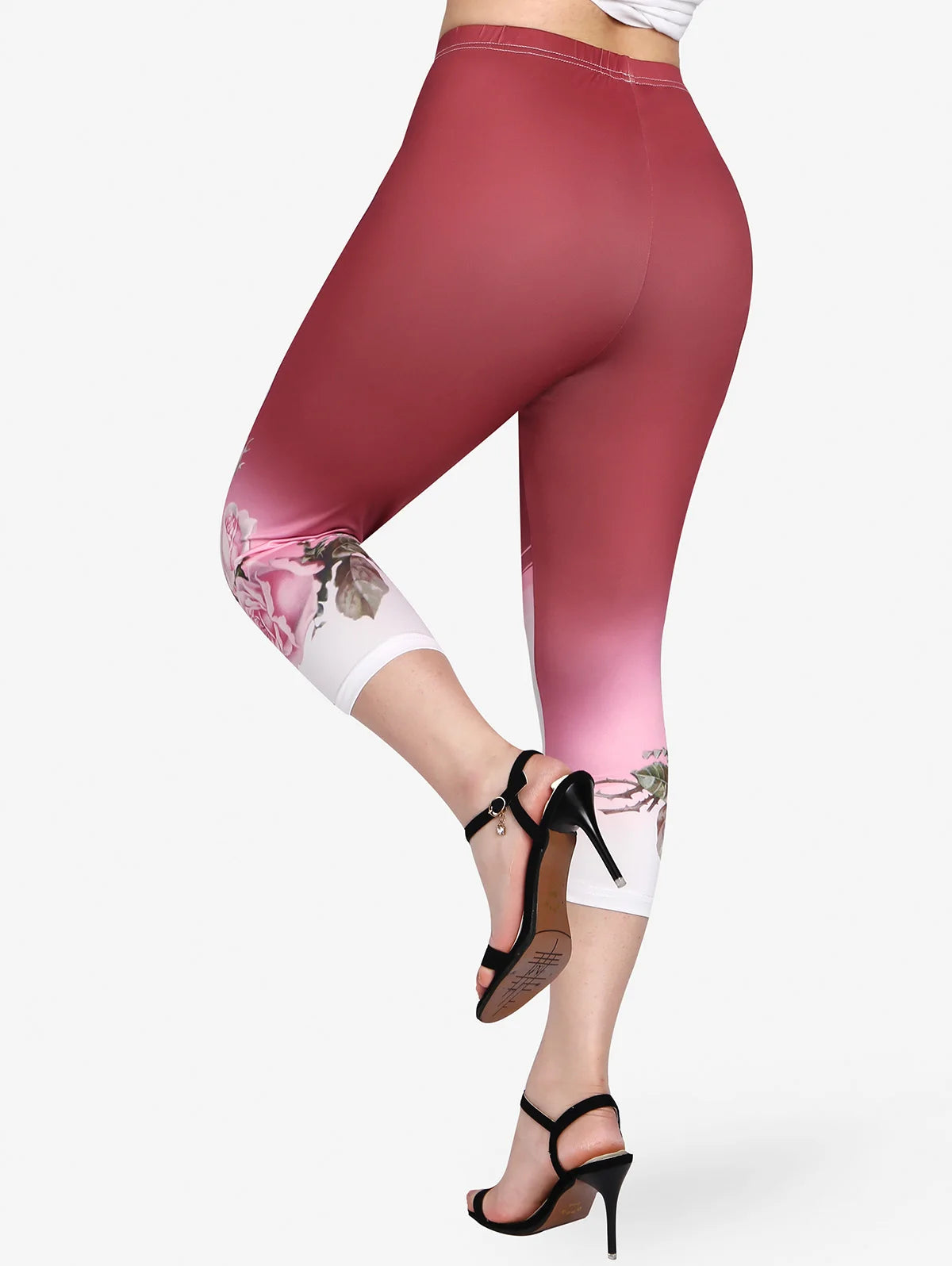 Plus Sizes to 4XL, 3D Printed Outfit, Floral Graphic Top and Matching Capri Leggings