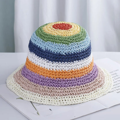 Bright Colored Floweed Crocheted Fisherman Hat
