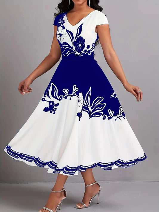 Sizes to 5XL Floral Print Tank Dress, Elegant Button Decor, Sleeveless Dress,