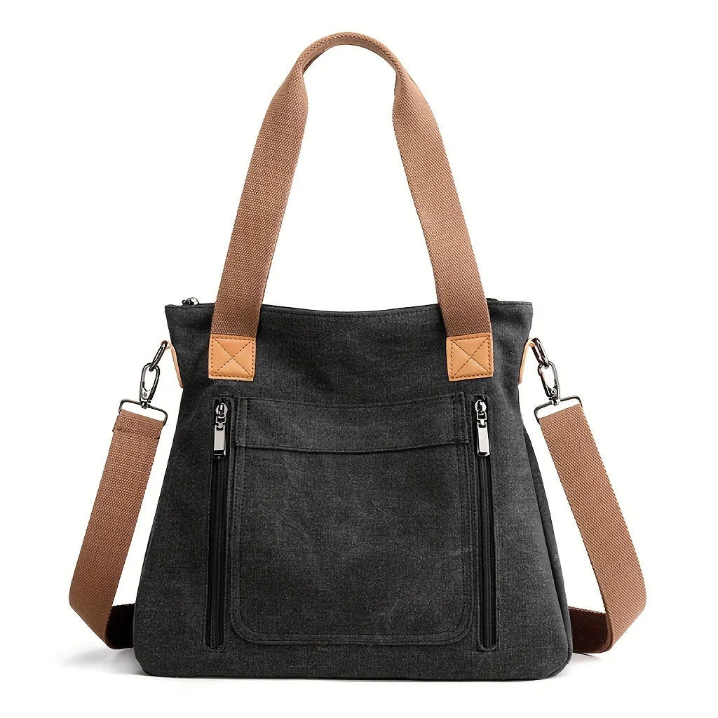 Versatile Handbag Large Capacity Canvas Casual Shoulder Crossbody Bag