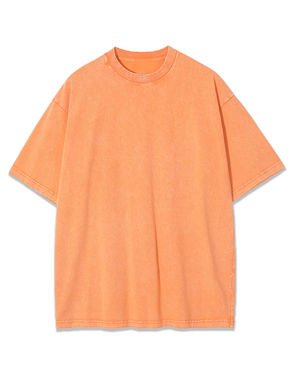 Cotton Washed T-shirt Casual Vintage Short Sleeve
