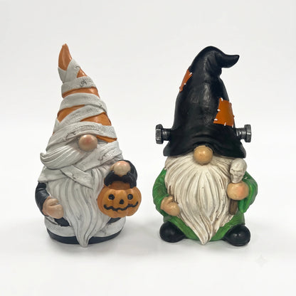 Halloween Gnome Decorations Set, Spooky Ghost Frankenstein Mummy Resin Garden Gnomes, Cute Fall Outdoor Yard Decor, Tabletop Orn