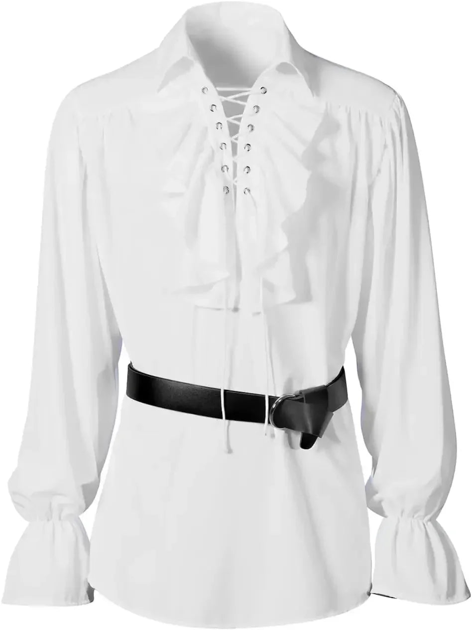 Medieval Halloween Costume Shirts, Autumn Casual Shirts, Steampunk,  Long Ruffled  Sleeve, Gothic Shirt