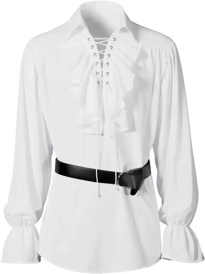Medieval Halloween Costume Shirts, Autumn Casual Shirts, Steampunk,  Long Ruffled  Sleeve, Gothic Shirt