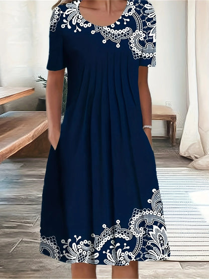 Plus Size to 4XL Loose Casual Dress with Pockets 5 Different Colors and Designs