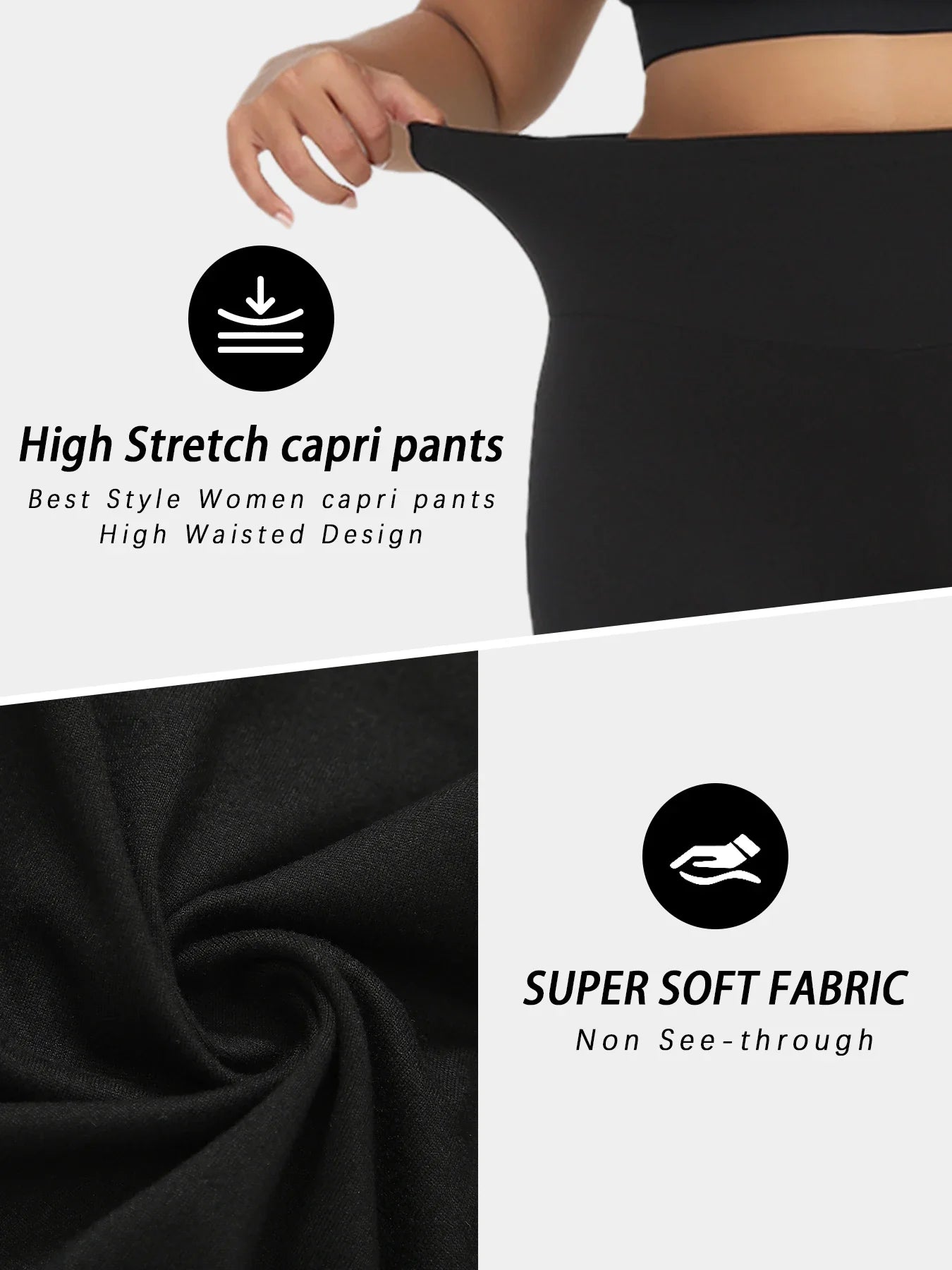 Plus Size to 4XL in 5 Colors Leggings, Super soft, High Waisted Tummy Control , Yoga Capri Pants
